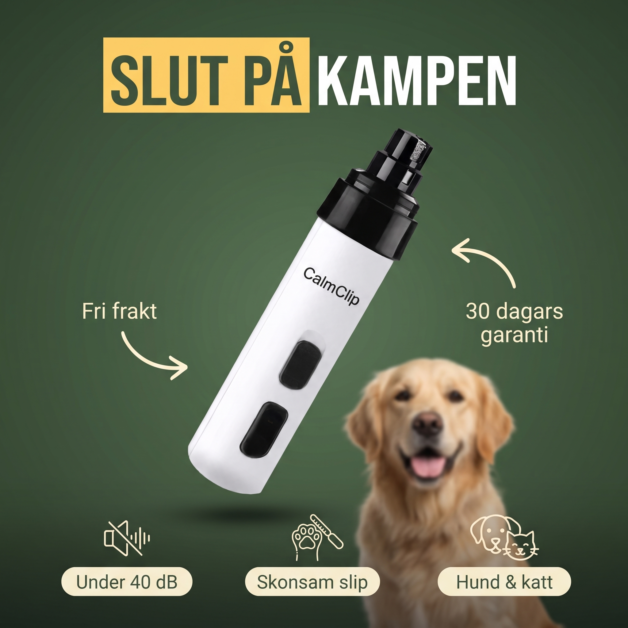 CalmClip tyst klotrimmer – slut på kampen, fri frakt och garanti