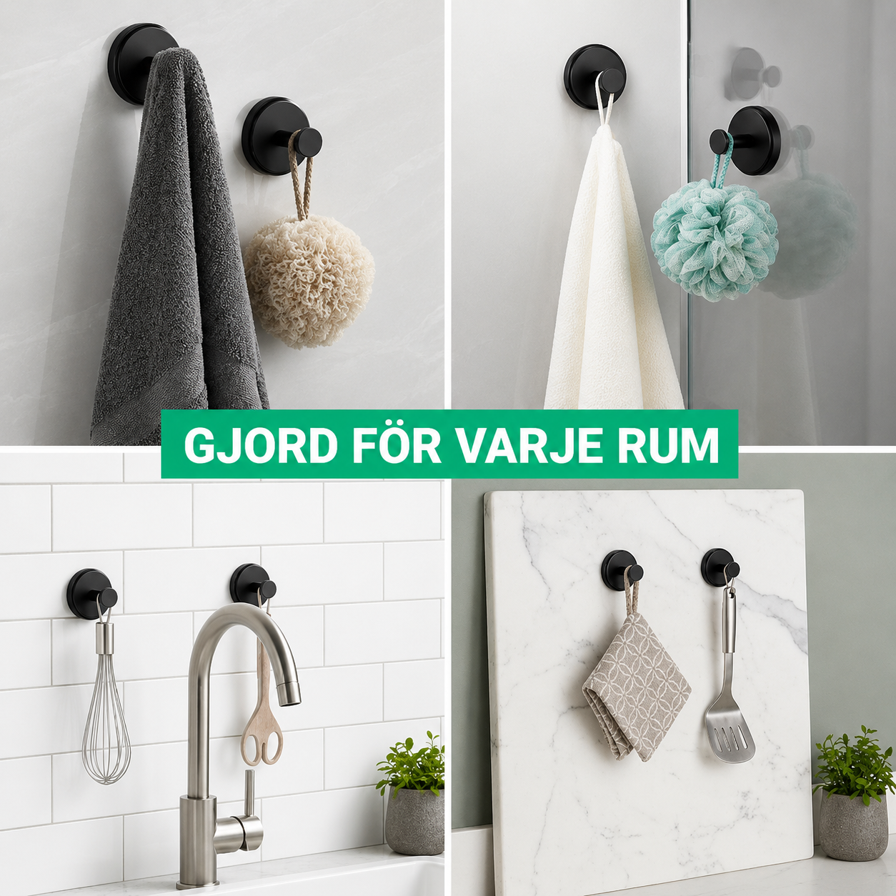 Nordic Grip Sugkrokar – Borrfritt & Återanvändbart