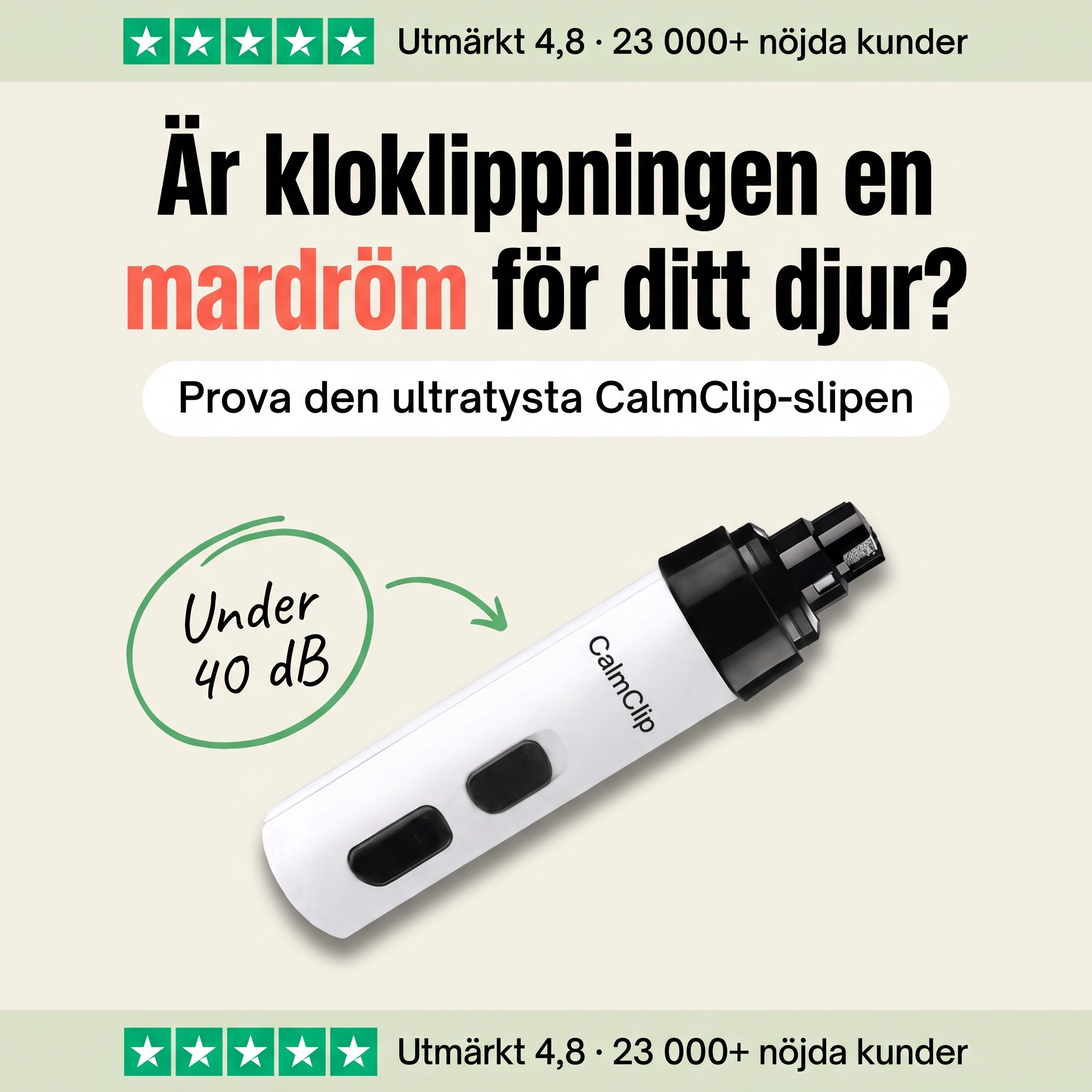 CalmClip omdöme 4,8 av 23 000+ kunder – ultratyst klovård