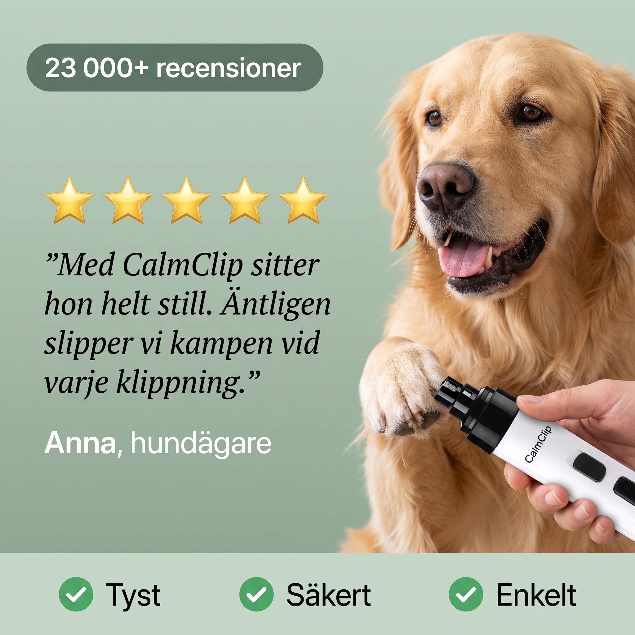 Kundomdöme CalmClip – lugn hund vid klovård